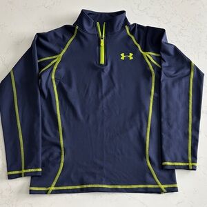 Under Armour Dark Blue and Like Green Performance Quarter Zip - Boys YM